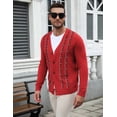 thumbnail image 5 of COOFADNY Mens Cardigan Sweater Vintage Striped V-Neck Long Sleeve Button Down Knitted Sweaters, 5 of 8