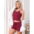 thumbnail image 2 of DARING DIVA Women's Pajamas Ribbed Knit Lace Trim Camisole Tank Top with Shorts M Red, 2 of 7
