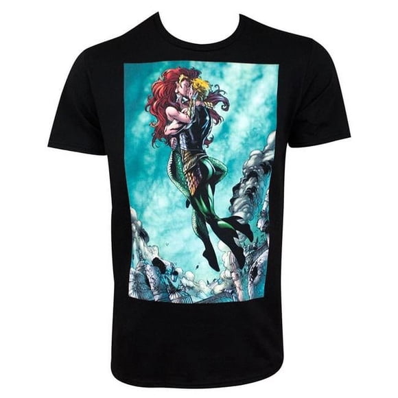 111066M Aquaman Aquaman & Mera T-Shirt Noir pour Hommes - Moyen