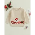 thumbnail image 4 of Toddler Baby Girls Boys Sweater Christmas Clothes 6 9 12 18 24 Months 2T 3T Letter Santa Embroidery Crew Neck Long Sleeve Kids Pullovers Fall Tops, 4 of 9