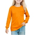 thumbnail image 2 of hengsof Children's Long-Sleeved Shirt Solid Color Top T-Shirt Casual Pocket Crew Neck T-Shirt, 2 of 8