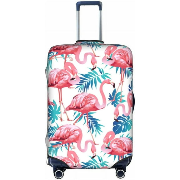 Luggage Cover Elastic Washable Stretch Suitcase Protector Anti-Scratch Travel Suitcase Cover for Kid and Adult, Flamingo 2, M (22-24 inch suitcase)