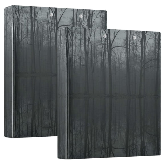 Dark Forest Reflections in Water Hardcover 3 Ring Binder 1.5” Round Rings Letter Size Paper Pockets for School Office Supplies