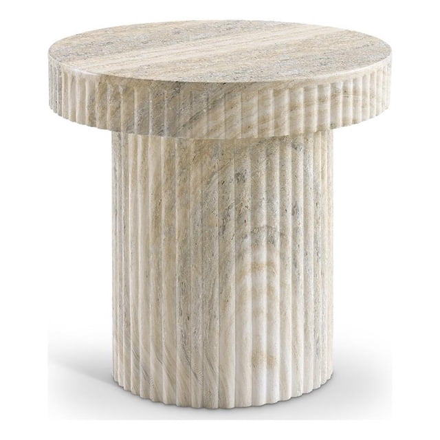 Afuera Living Contemporary Travertine Indoor/Outdoor Concrete End Table