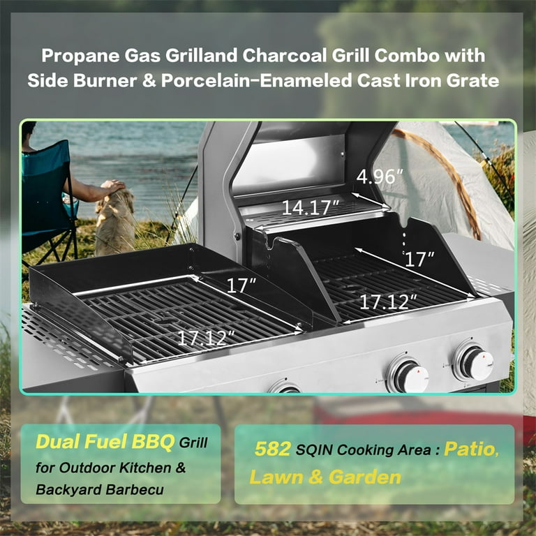 HighSound 4 Burner Propane Gas Grill & Griddle Combo BBQ HighSound 4 Burner Propane Gas Grill & Griddle Combo BBQ