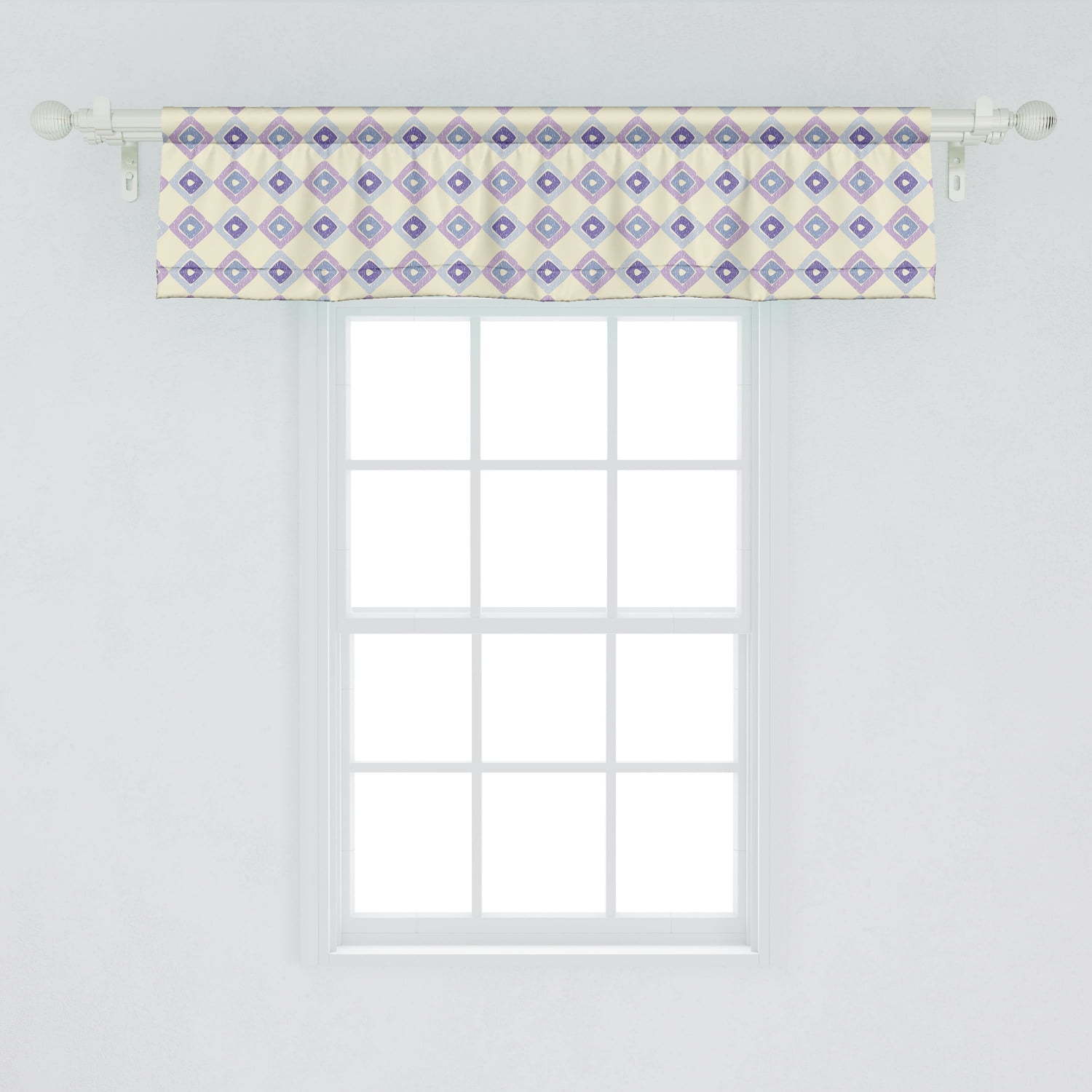 Boho Window Valance Pack of 2, Continuing Themed Pattern with Pencil