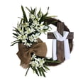 thumbnail image 2 of Round Easter Door Wreath with Cross with leaf decor DIY Easter Front wreath Burlap Home Front Door Decor Rustic, 2 of 8