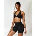 thumbnail image 5 of PISONIC Workout Sets for Women 2 Piece Twist Front Halter Sports Bras High Waist Biker Shorts Exercise Gym Yoga Outfit, 5 of 5