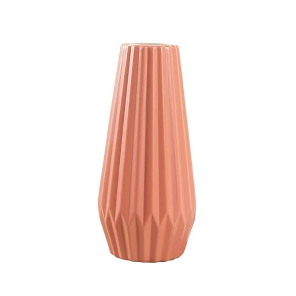 8.27in Teal Ribbed Plastic Vase | Modern Slim Flower Vase for Home Office Table Wedding Event Decor