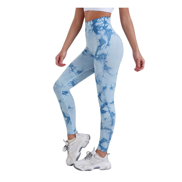Mujeres Butt Leggings Gimnasio Tie Dye Push Up Hip Lift Cintura alta Deportes Pantalones de chándal Medias para trotar Correr Ciclismo Yoga Prendas para la parte inferior del cuerpo Azul claro METRO Sonducket AP019361-19