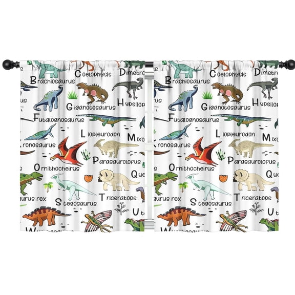 Blackout Kids Curtains,Colorful Dinosaurs Alphabet Pattern Childrens Insulated Curtains Set Of 2,Bedroom Essentials,Toddler Room Decor 42"x54"