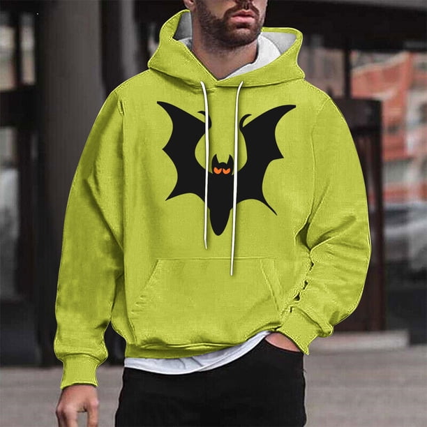 Sudadera con capucha de Halloween para hombre, informal, de moda, con cuello redondo, estampado, manga larga, blusa de poliéster
