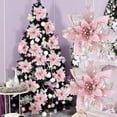 thumbnail image 2 of 2024 Nuevo árbol de Navidad con flores brillantes de 14 cm, adornos de flores artificiales, decoración navideña para el hogar, Año Nuevo, 2 of 5