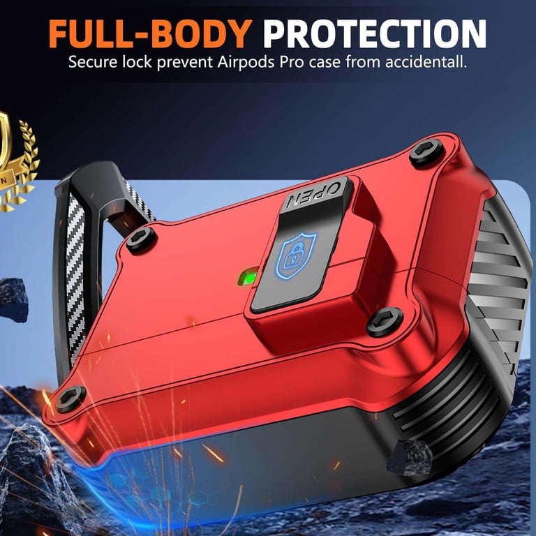 Dteck, AirPods Pro 3 Case Cover, Red, Shockproof Full-Body