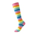 thumbnail image 2 of Karymi Ruffle Socks Rainbow Striped Knee-High Socks, Breathable and Sweat-Wicking Colorful Calf Socks, Casual Fashion Over the Calf Socks Ankle Socks, 2 of 3