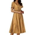 thumbnail image 1 of WILLBEST Vestidos Cortos Para Mujer, Vestido De Verano Para Mujer 2024, Vestido Bohemio Con Vuelo, Elegante Vestido De Manga Corta Con Cinturón, Vestido Maxi Para Vacaciones En La Playa, 1 of 3