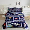 thumbnail image 2 of Manfei Cartoon Rocket 2pcs Bedding Comforter Set,Geometric Plaid Twin Comforter Sets,Galaxy Universe Bedding Set,Super Cozy Boys Bedroom Decor,Reversible, 2 of 8