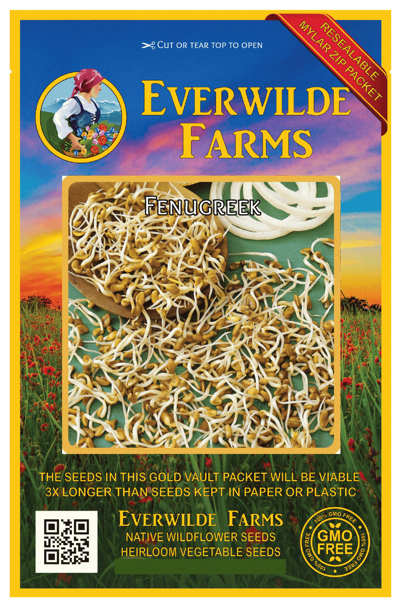 Everwilde Farms 200 Fenugreek Herb Seeds Gold Vault Jumbo Bulk Seed