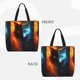 thumbnail image 2 of Balery Red And Blue Fire Cat Bolsa de Mano para Mujeres con Cremallera, Bolsa de Gimnasio con Compartimentos, Bolsa para Laptop, Bolsa para Trabajo, 2 of 7