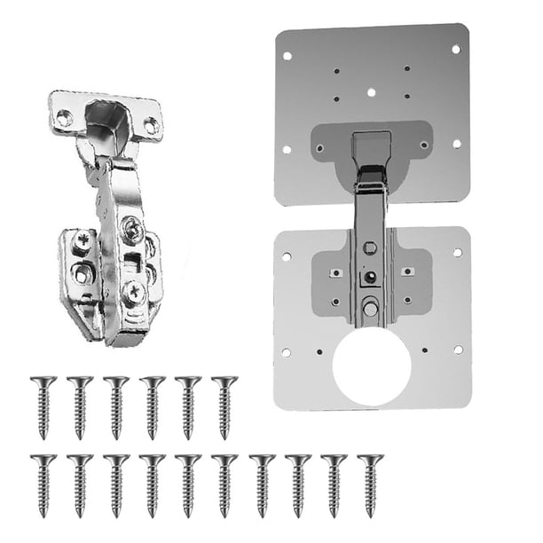 Placa de reparación de bisagras para muebles, acero resistente a la oxidación, mejora del hogar, muebles, armario, puerta, bisagras, Conjuntos de muebles de dormitorio 2 bloques+bisagra+16 tornillos Billuyoard HA007198-02
