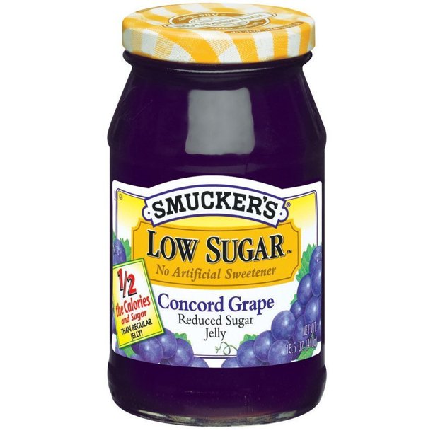Smuckers Low Sugar Concord Grape Jelly 15.5Oz Jars (Pack Of 3