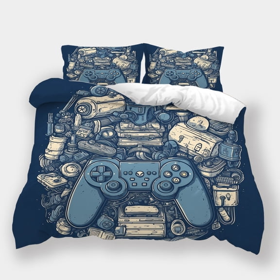 Duvet Cover Set Gamepad Printed Bedspreads Children Gamer Bedroom Decor Home Bedclothes,King (90"x104")