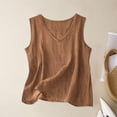 thumbnail image 3 of Staron Women's Casual V Neck Loose Tank Top Solid Color Basic Relaxed Sleeveless Blouse, Coffee L, 3 of 4