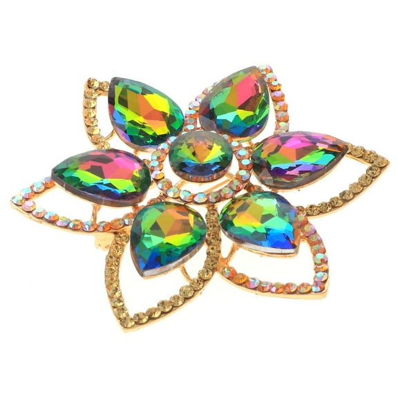 Large Crystal Flower Brooch