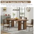 thumbnail image 2 of Fnova 70.86" Rectangular Farmhouse Dining Table, Wood Coffee Table for 6 People, Modern Kitchen Table for Dining Room, Brown (Chairs Not Included), 2 of 8
