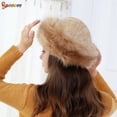 thumbnail image 3 of Spencer Women's Faux Fur Hats Solid Color Fluffy Bucket Hat Winter Ear Warmer Ski Cap (Khaki), 3 of 6