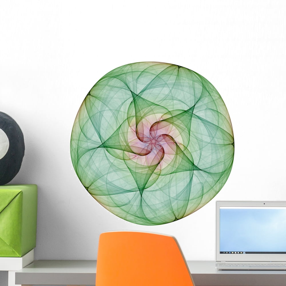 Green Mandala Wall Decal by Wallmonkeys Peel and Stick Graphic (18 in W