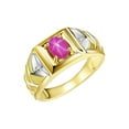 thumbnail image 3 of RYLOS Men's Rings Yellow Gold Plated Silver Rings Designer Weave Band 7X5MM Oval Gemstone &  Diamond Ring Star Ruby July Birthstone Rings For Men Size 12, 3 of 7