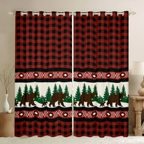 Manfei Wild Bear Curtains Pack of 2 (42x84 Each),Modern Geometric Plaid Curtains Blackout,Jungle Animal Bedroom Curtains For Boys Teens,Ultra Soft Home Decor