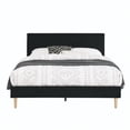 thumbnail image 3 of BSHTI Livingroom Design Modern Full Size Platform Bed Frame with Upholstered Headboard and wood slats support for Livingroom,No Box Spring Needed, 3 of 9