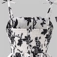thumbnail image 3 of Black and White Floral Girls Dress Sleeveless Fit and Flare Swing Sundress for Kids Tween Party Church Summer,Size 8-9 T, 3 of 8