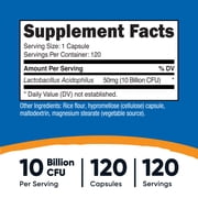 Nutricost Lactobacillus Acidophilus 10 Billion CFU Supplement, 120 Vegetarian Capsules