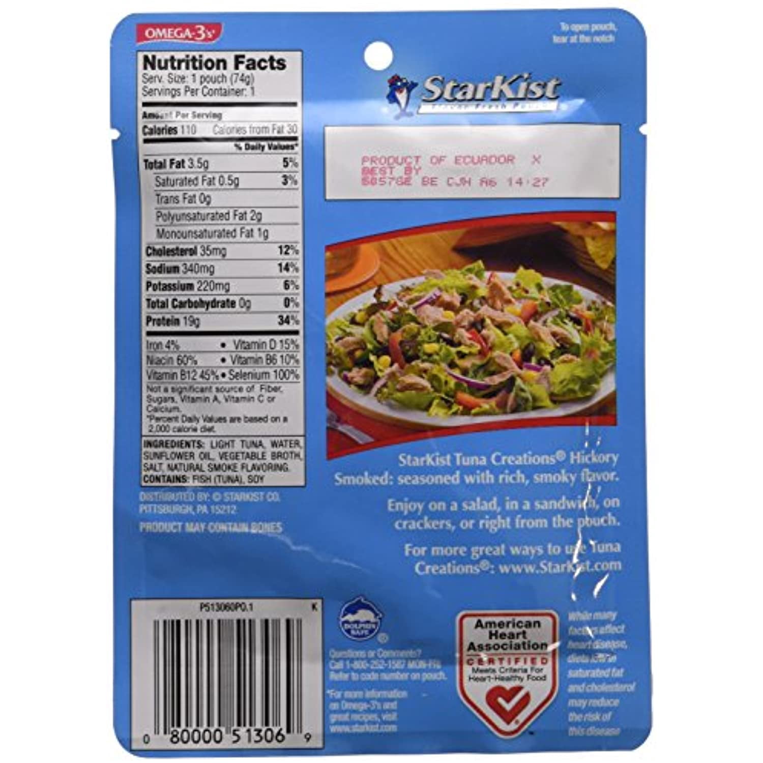 Starkist Tuna Creations, Hickory Smoked, Single Serve 2.6-Ounce Pouch (Pack Of 6)