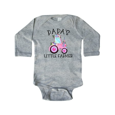 

Inktastic Papa s Little Farmer- Pink Tractor and Flowers Gift Baby Boy or Baby Girl Long Sleeve Bodysuit