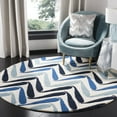 thumbnail image 2 of SAFAVIEH Soho Jaimie Chevron Wool Area Rug, Ivory/Blue, 8' x 10', 2 of 9