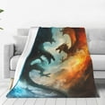 thumbnail image 4 of Salouo Red And Blue Flame Wave Dragon Print Bed Blankets,Flannel Blanket Comfortable Air Conditioning Blanket Lightweight Blanket for Sofa Bed Travel & Couch -50"x40", 4 of 8