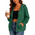 thumbnail image 2 of Women Full Zip Contrast Stitch Hooded Jacket Long Sleeve Hoodie with Pocket for Daily Casual Outdoor Size L, 2 of 8