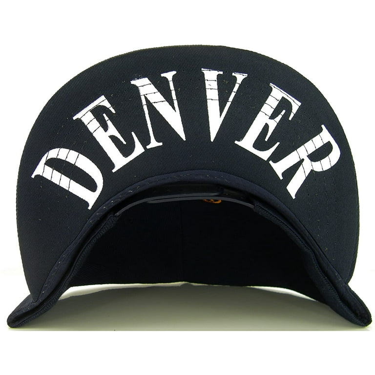 Denver Men's Offset Cursive Script Adjustable Snapback Baseball Cap (Navy)