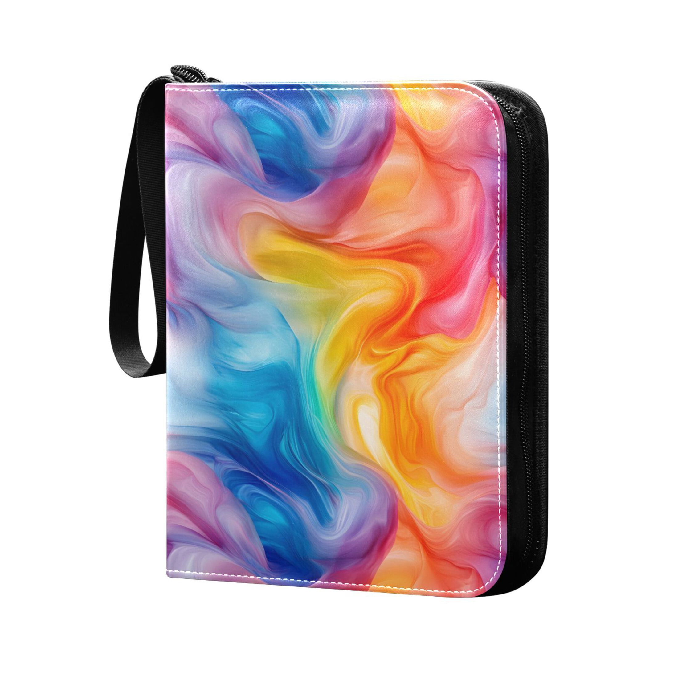 ALAZA Swirling Rainbow Tie Dye Trading Card Binder 4 Pocket Cards Collection Album 400 Folder Holder