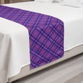 thumbnail image 2 of Plaid Bed Runner, Purple Awakening Tones Modernized Tartan Like Classic Geometric Pattern, Decorative Accent Bedding Scarf for Hotels Homes and Guestrooms, Queen, Fuchsia and Dark Blue, by Ambesonne, 2 of 2