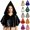 Black, variant on Halloween Hooded Cowl Cloak Witch Cosplay Costumes Poncho for Men Women Mini Cape with Hood Medieval Short Cloaks