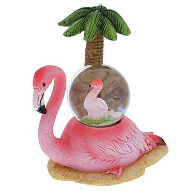 Flamingo Christmas Snow Globe New palm Trees Tropical Musical