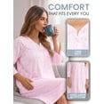 thumbnail image 4 of Casual Nights - Flannel Floral Long Sleeve Nightgowns for Women, Soft Lightweight Cotton & Lace Trim, Comfortable Lounging, Flower Pink Medium, 4 of 7