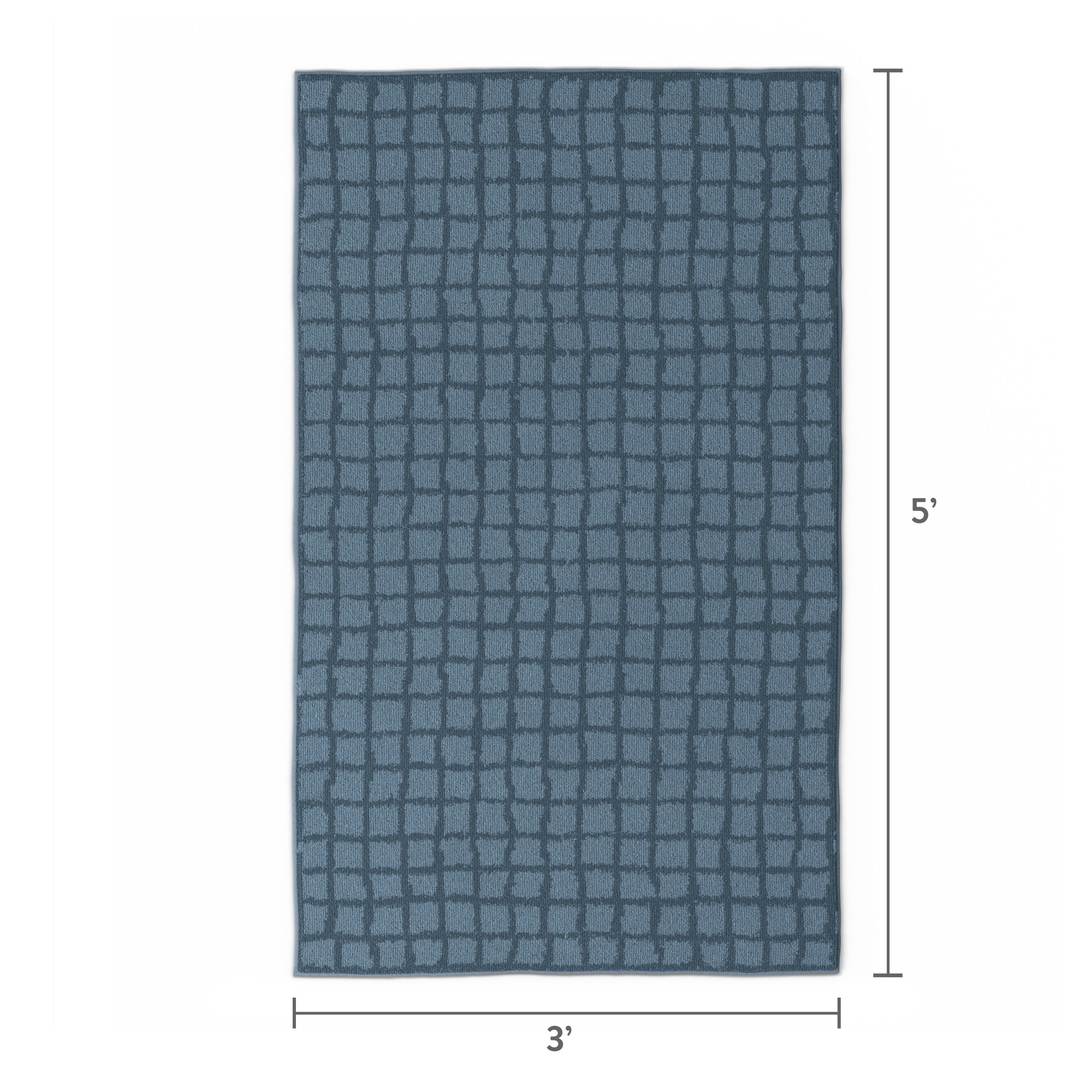 Mainstays Kids Tufted Blue Grid Washable Area Rug, 3' x 5'