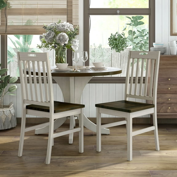 Furniture of America Derry Farmhouse Antique White Wood Slatted Backs Dining Chairs by  (Set of 2)