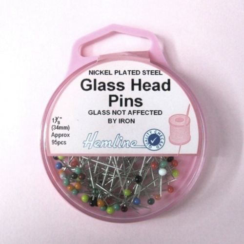 Glass Head Pins 13/8" (34mm), 95 Pins for Sewing Quilting